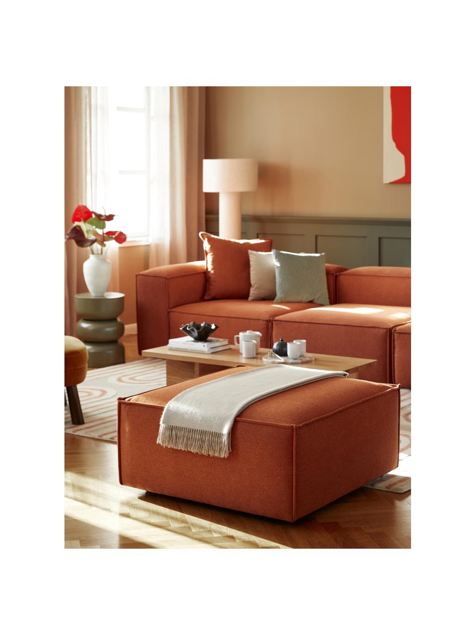 Sofa-Hocker Lennon, Bezug: Polyester Der hochwertige, Gestell: Massives Kiefernholz, Spe, Füße: Kunststoff Die Füße befin, Webstoff Terrakotta, B 88 x T 88 cm