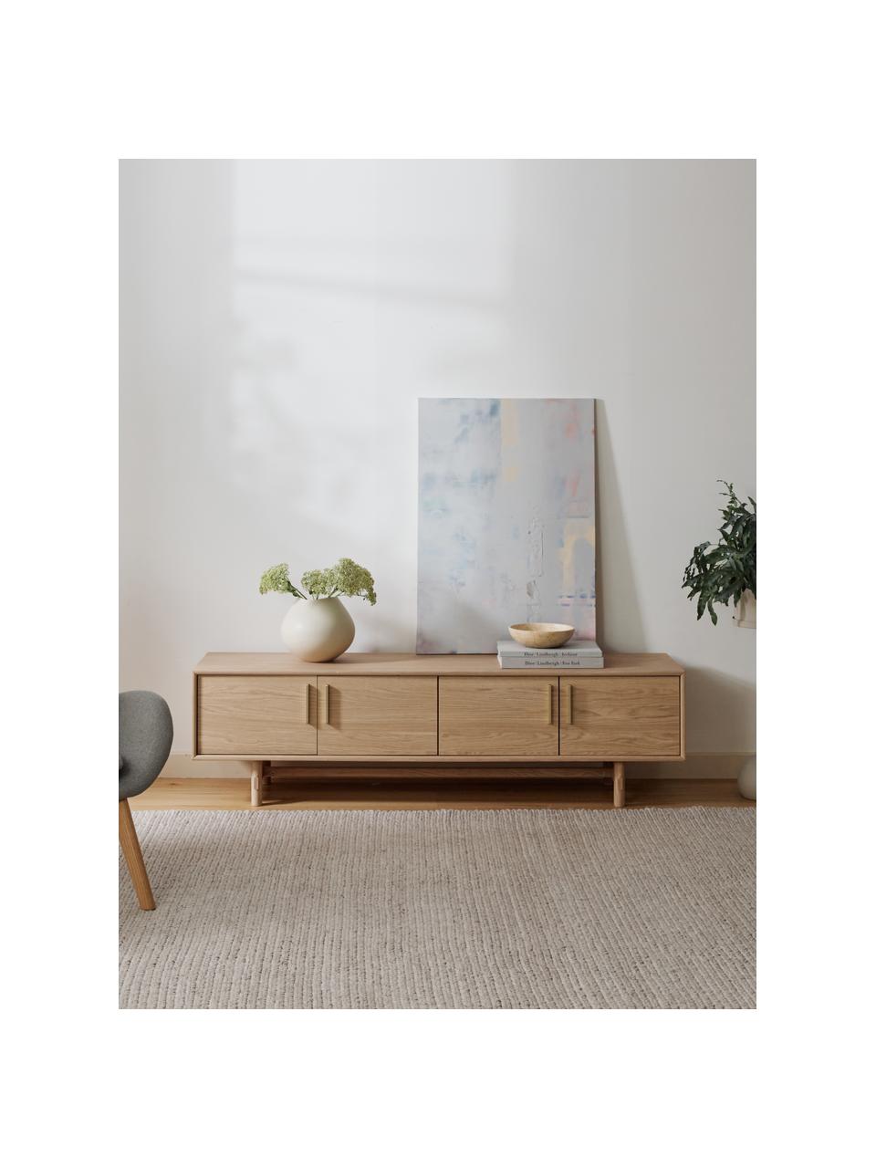 Meuble bas bois de chêne avec portes Diana, Bois, larg. 180 x haut. 50 cm