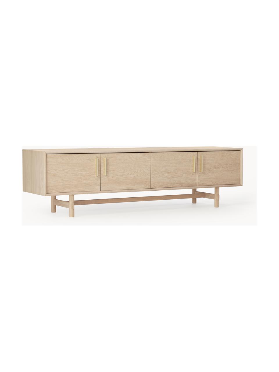 Meuble bas en chêne Diana, Bois de chêne clair, larg. 180 x haut. 50 cm