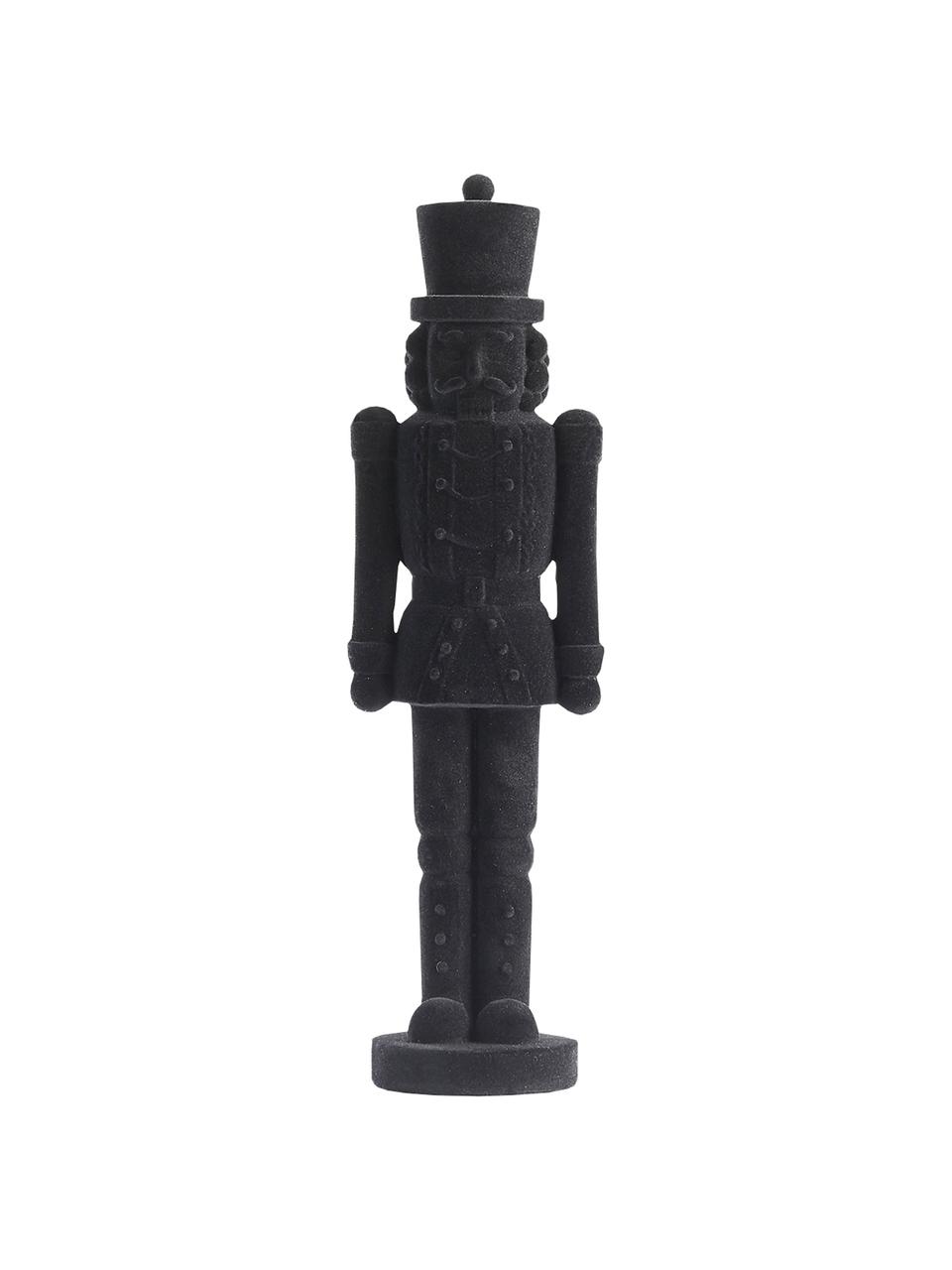 Figura decorativa artesanal cascanueces Sella, Poliresina, terciopelo de poliéster, Negro, An 7 x Al 24 cm