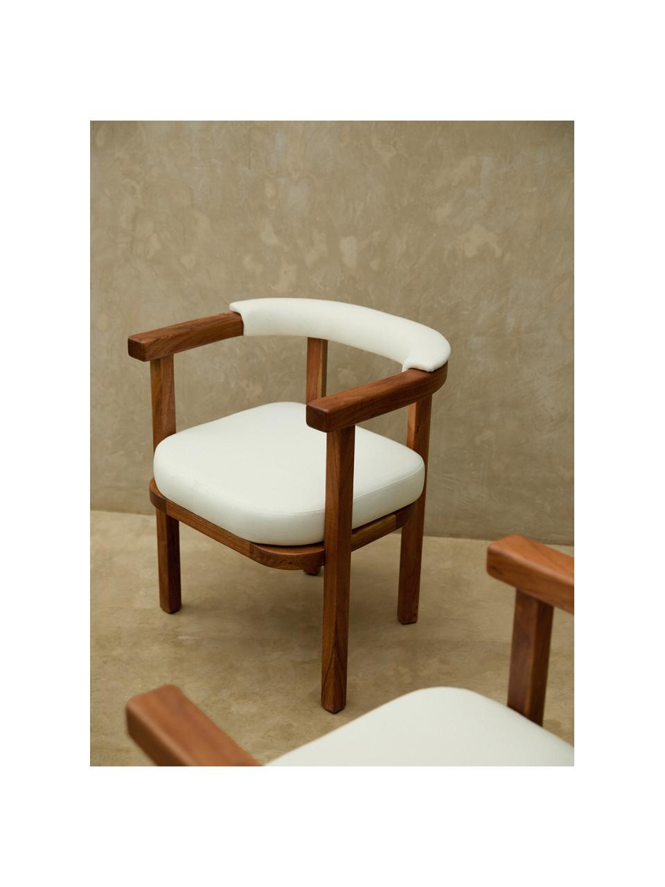 Záhradná stolička s opierkami Matheus, Lomená biela, akáciové drevo, Š 62 x H 57 cm