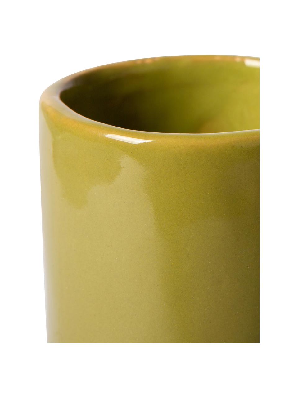 Vase en céramique tordue Objects, Grès cérame, Vert olive, larg. 24 x haut. 21 cm