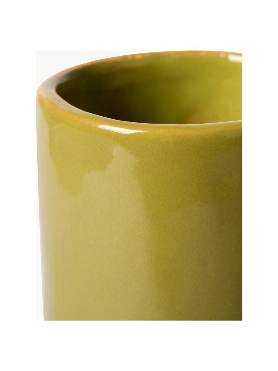 Vase en céramique Objects, haut. 21 cm, Grès cérame, Vert olive, larg. 24 x haut. 21 cm