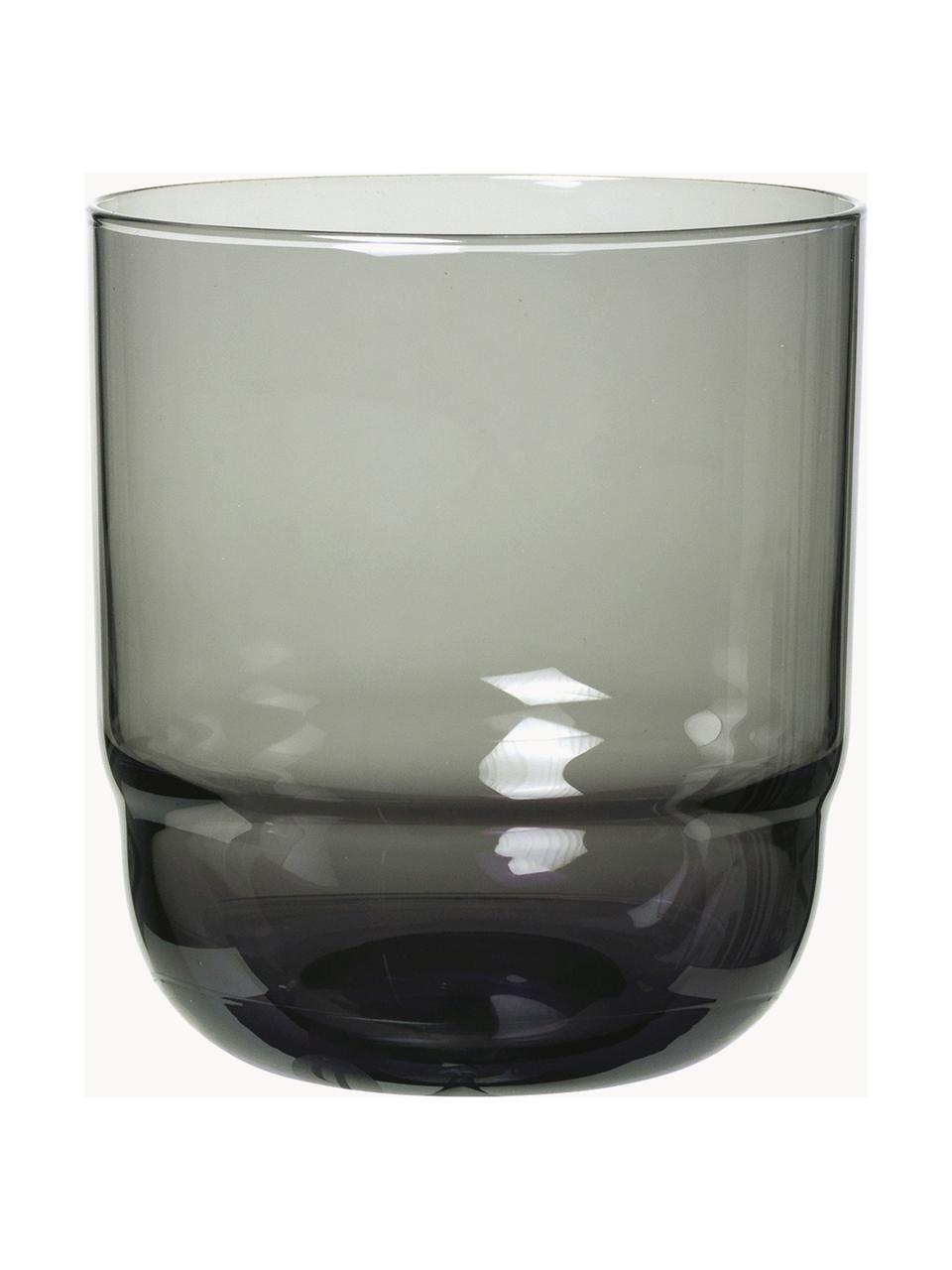 Mundgeblasene Wassergläser Nordic Bistro, 4 Stück, Glas, mundgeblasen, Dunkelgrau, transparent, Ø 8 x H 9 cm, 200 ml