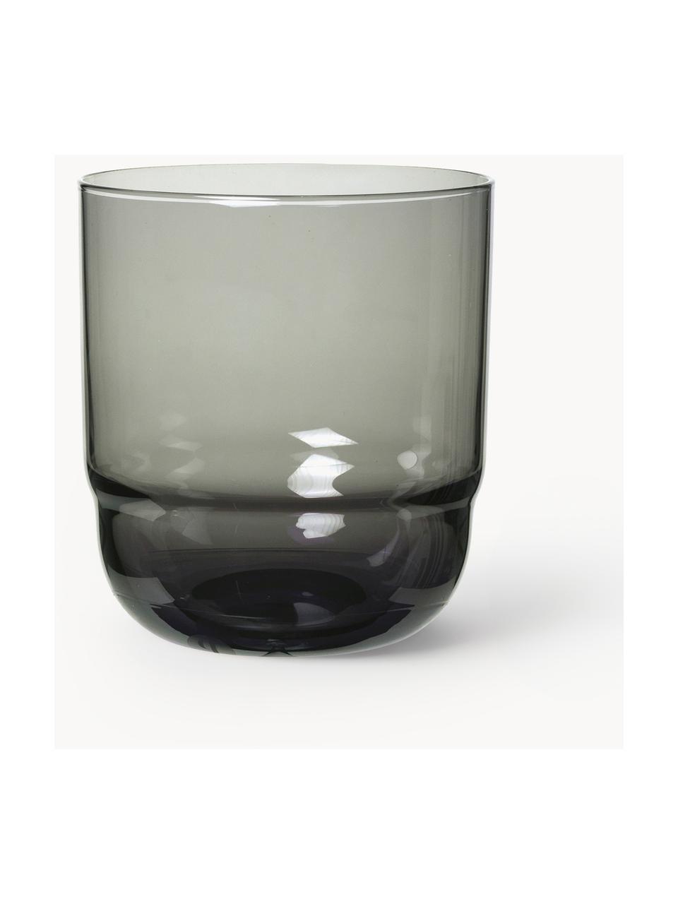 Mundgeblasene Wassergläser Nordic Bistro, 4 Stück, Glas, mundgeblasen, Dunkelgrau, transparent, Ø 8 x H 9 cm, 200 ml