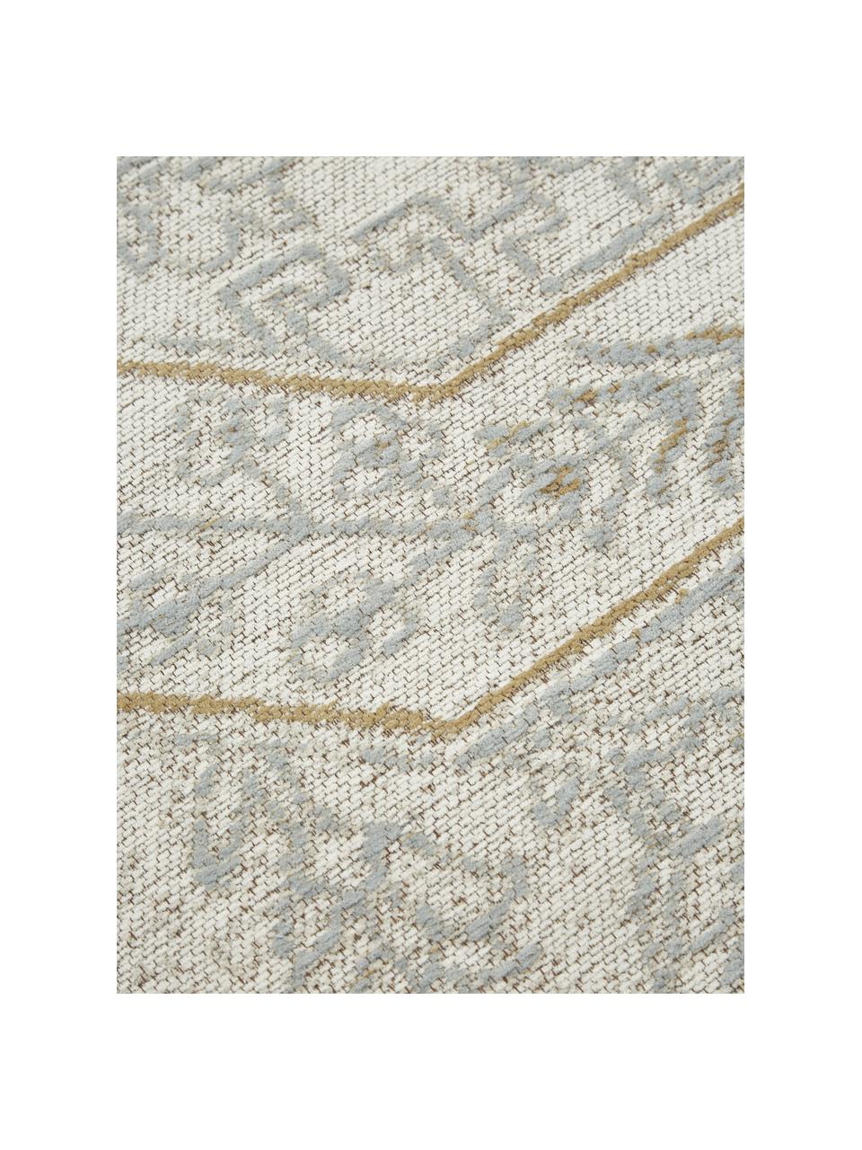 Alfombra artesanal de chenilla Magalie, 95% chenilla de algodón, 5% poliéster, Gris claro, blanco crema, An 160 x L 230 cm (Tamaño M)