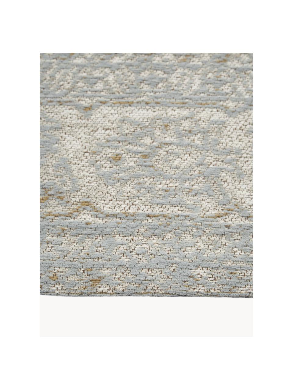 Alfombra artesanal de chenilla Magalie, 95% chenilla de algodón, 5% poliéster, Gris claro, blanco crema, An 160 x L 230 cm (Tamaño M)