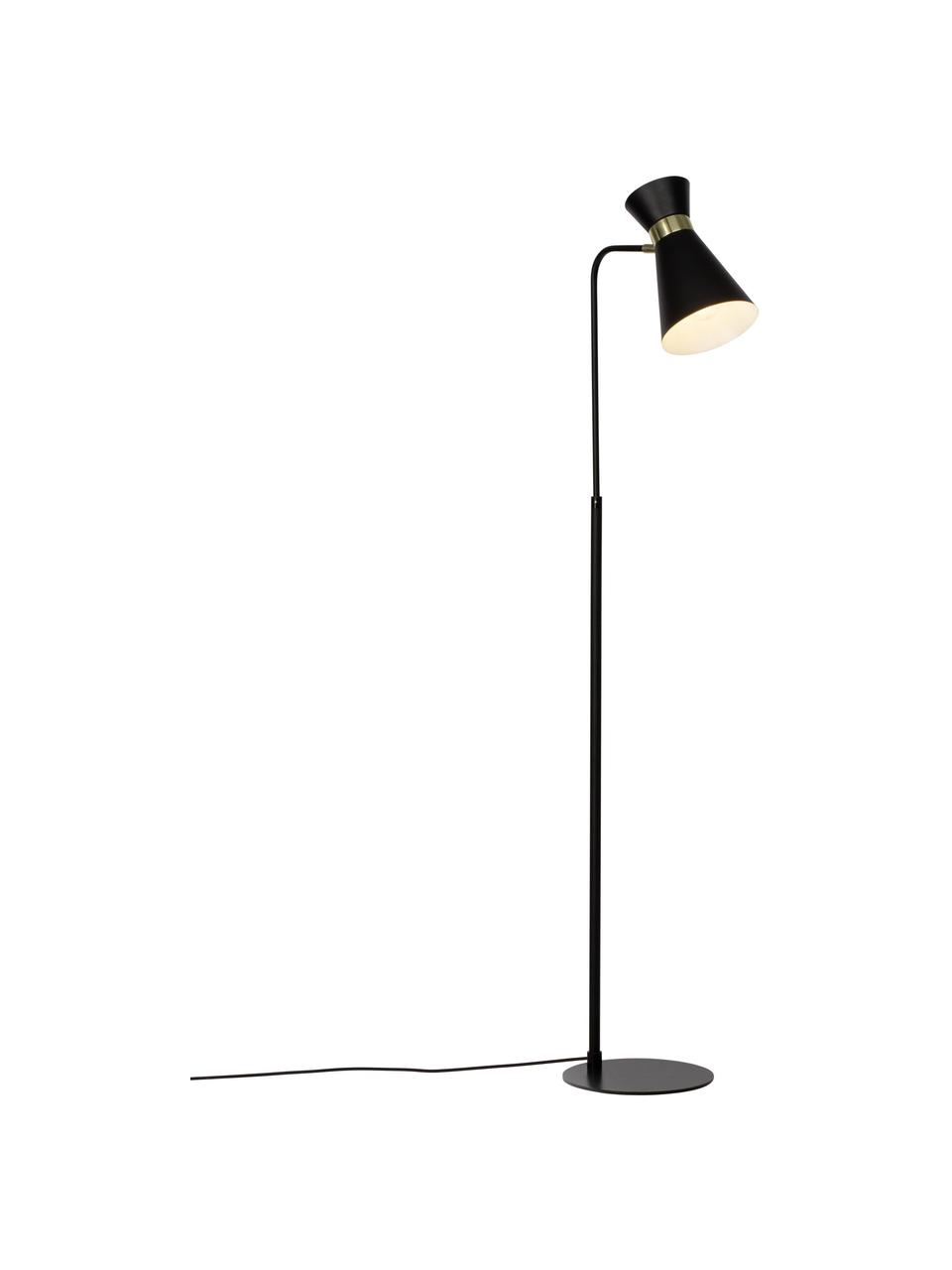 Lámpara de lectura retro de metal Grazia, Pantalla: metal pintado, Negro, dorado, An 39 x Al 144 cm