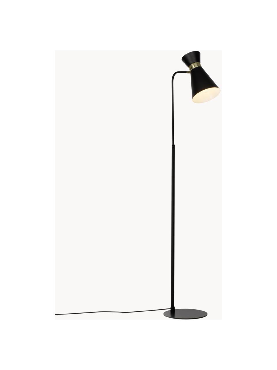 Retro lampa na čítanie Grazia, Čierna, odtiene zlatej, V 144 cm