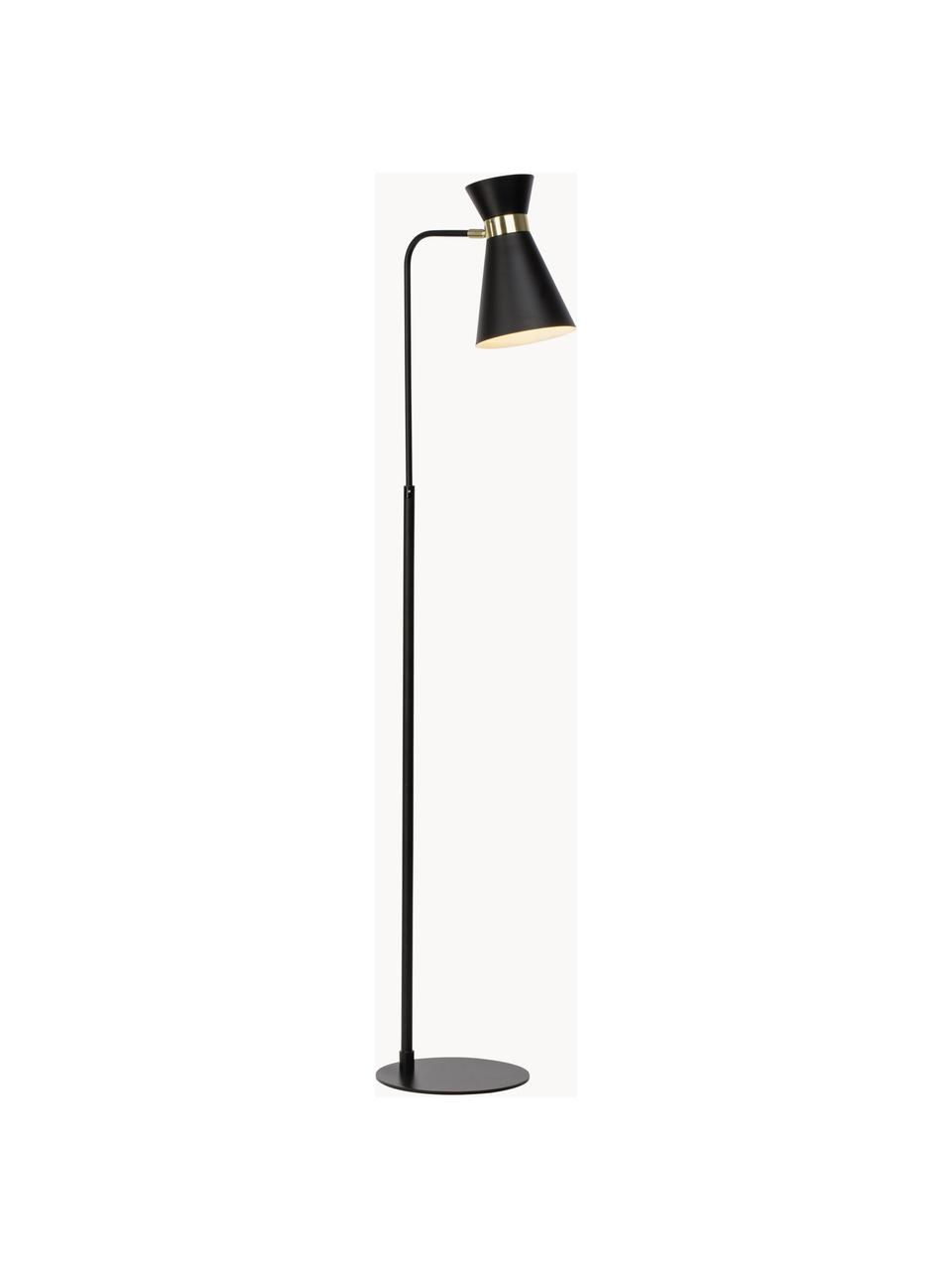 Retro lampa na čítanie Grazia, Čierna, odtiene zlatej, V 144 cm