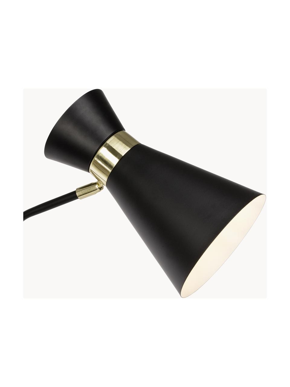 Lámpara de lectura retro de metal Grazia, Pantalla: metal pintado, Negro, dorado, Al 144 cm