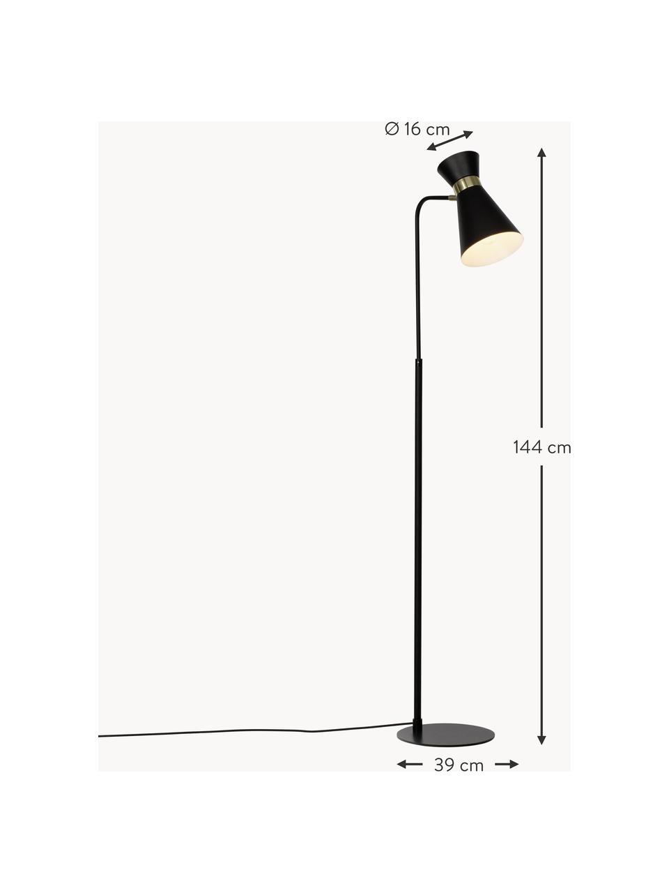 Lampa do czytania Grazia, Czarny, odcienie złotego, W 144 cm