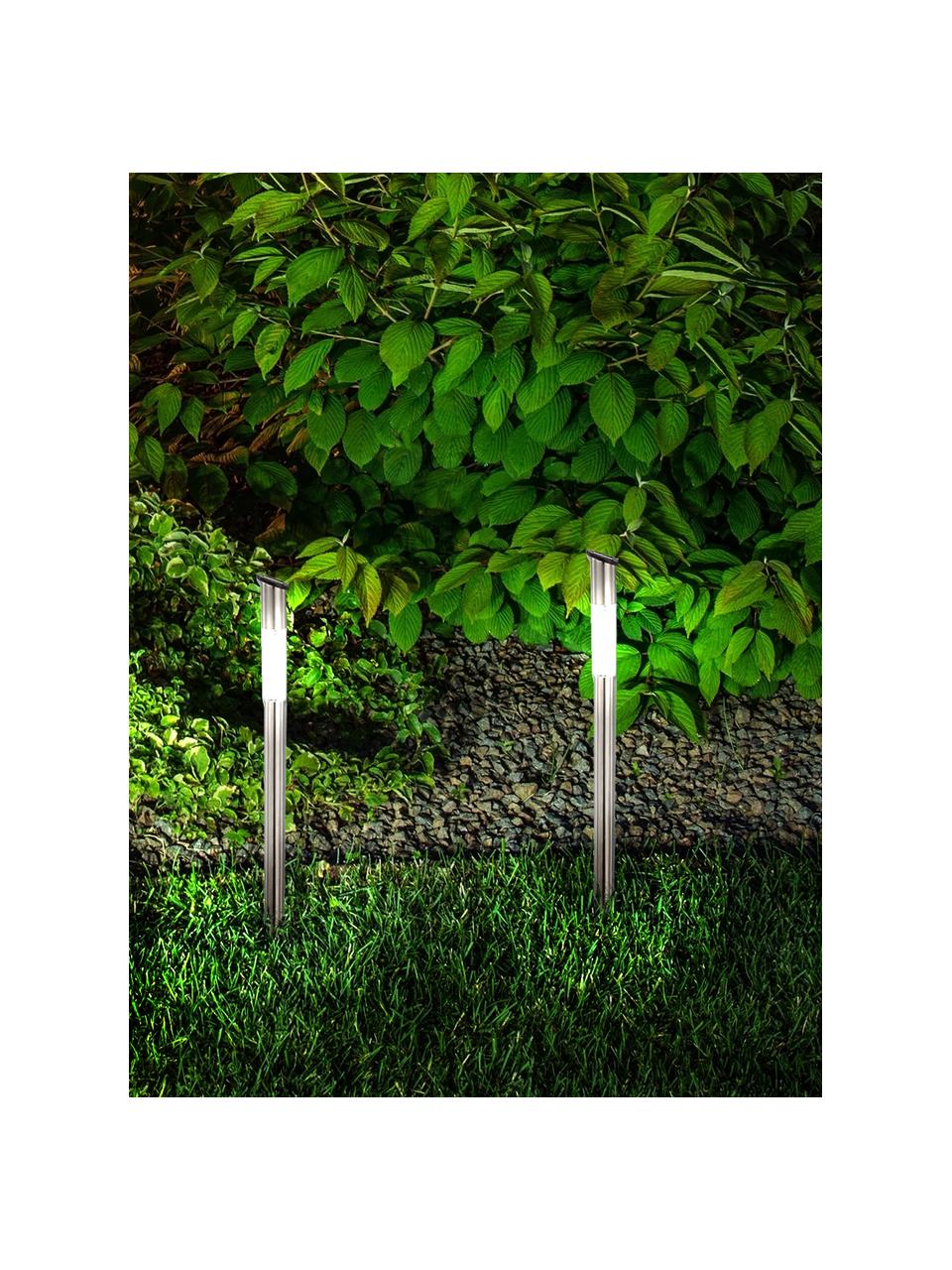 Solar padverlichting Thin, 6 stuks, Lampvoet: edelstaal, Diffuser: kunststof, Edelstaalkleurig, Ø 6 x H 60 cm