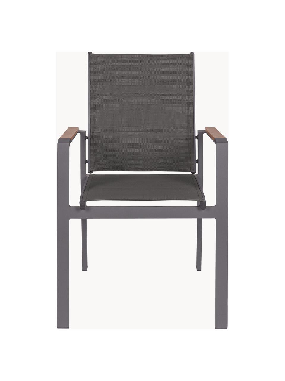 Stohovatelná zahradní židle s područkami Kubik, Tmavě šedá, Š 57 cm, H 62 cm