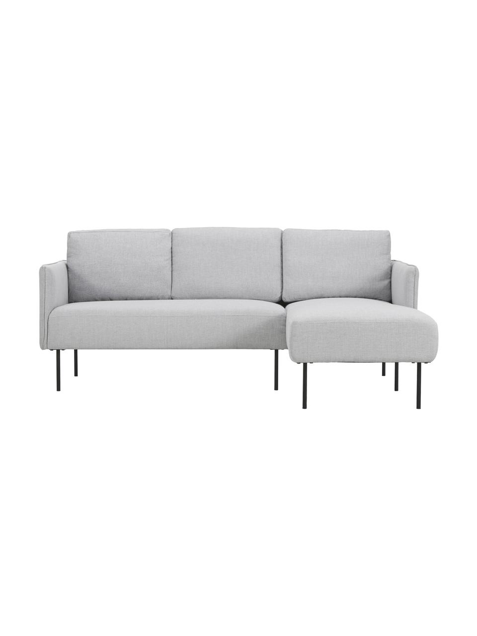 Sofa narożna z metalowymi nogami Ramira, Tapicerka: poliester Dzięki tkaninie, Nogi: metal malowany proszkowo, Jasny szary, S 192 x G 139 cm