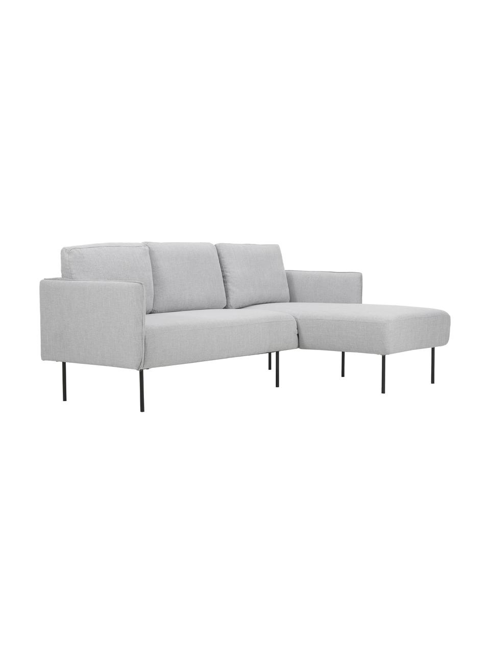 Sofa narożna z metalowymi nogami Ramira, Tapicerka: poliester Dzięki tkaninie, Nogi: metal malowany proszkowo, Jasny szary, S 192 x G 139 cm