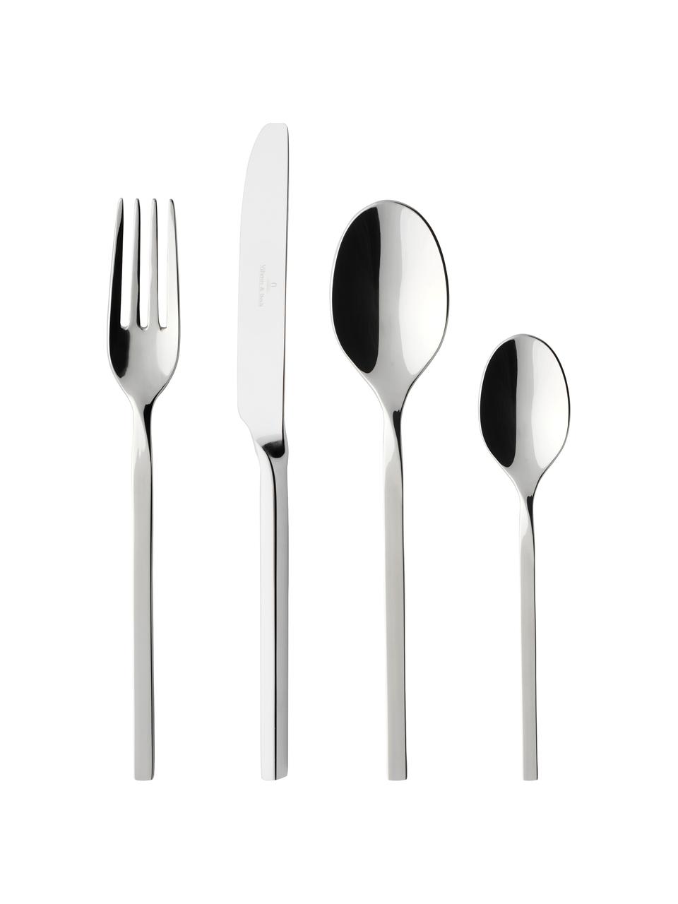 Ménagère New Wave, 6 personnes (24 élém.), Acier inoxydable

Les couverts sont fabriqués en acier inoxydable. Ils sont donc durables, ne rouillent pas et sont résistants aux bactéries, Couleur argentée, polissage haute brillance, 6 personnes (24 élém.)