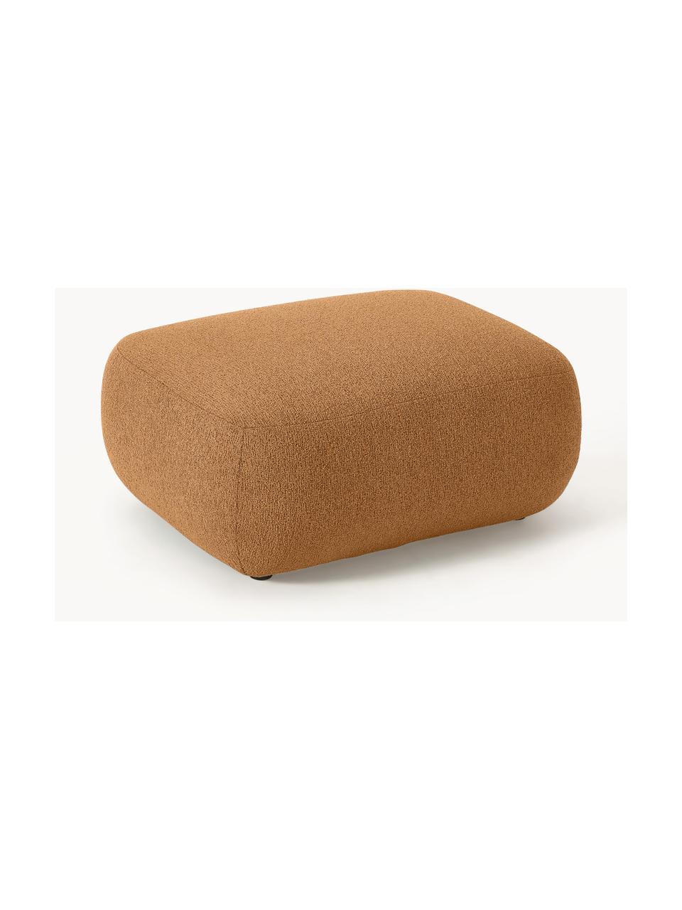 Reposapiés puf en tejido bouclé Sofia, Tapizado: tejido bouclé (100% polié, Estructura: madera de abeto con certi, Patas: plástico, Bouclé marrón claro, An 99 x F 78 cm