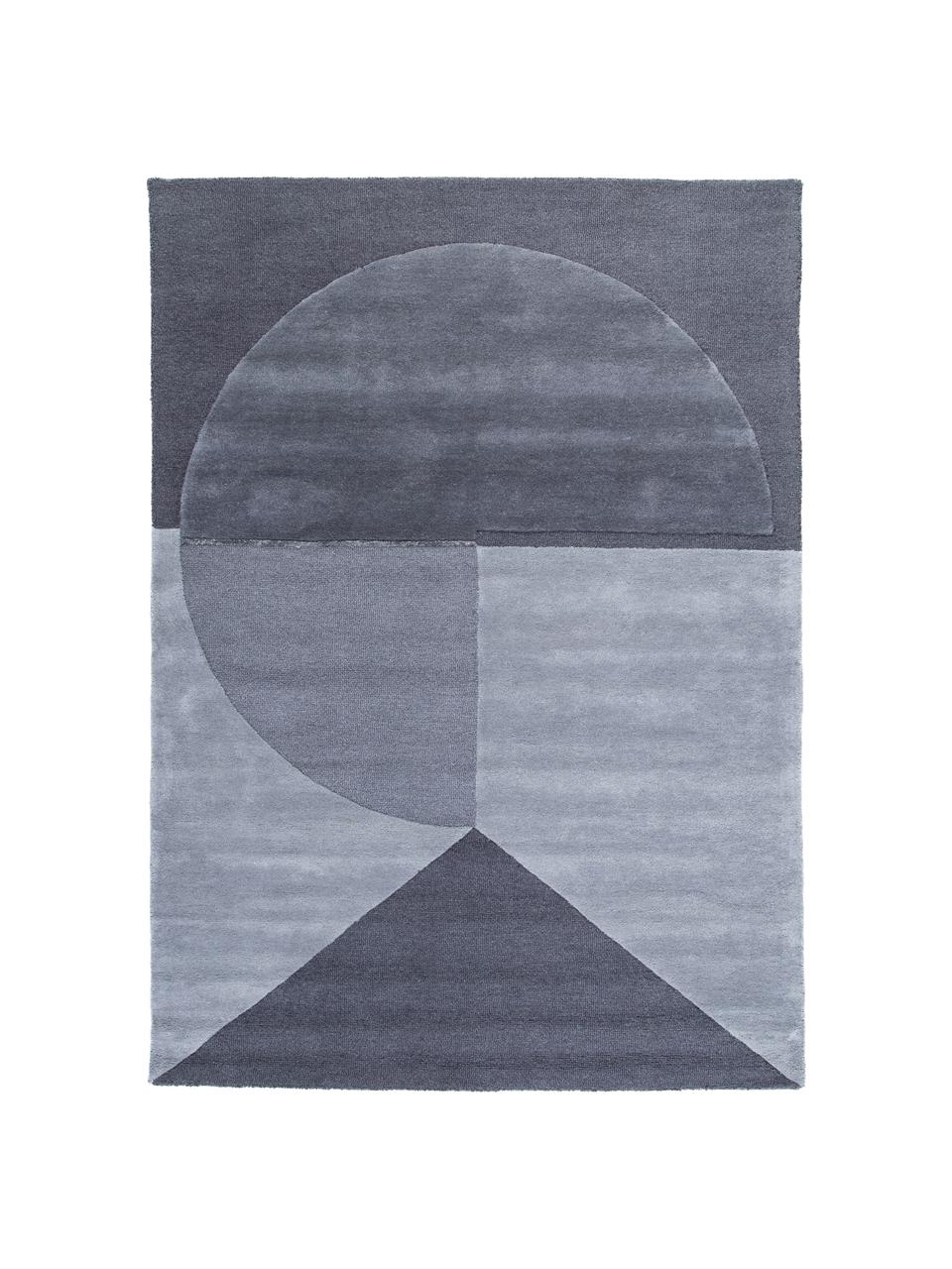 Ručne tuftovaný vlnený koberec Satomi, Antracitová, odtiene sivej