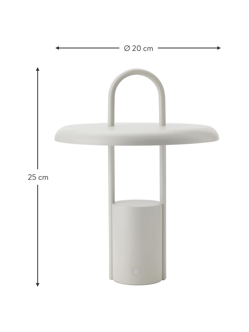 Lámpara de mesa LED para exteriores regulable Pier, con puerto USB, Lámpara: hierro recubierto, Cable: plástico, Beige, Ø 20 x Al 25 cm