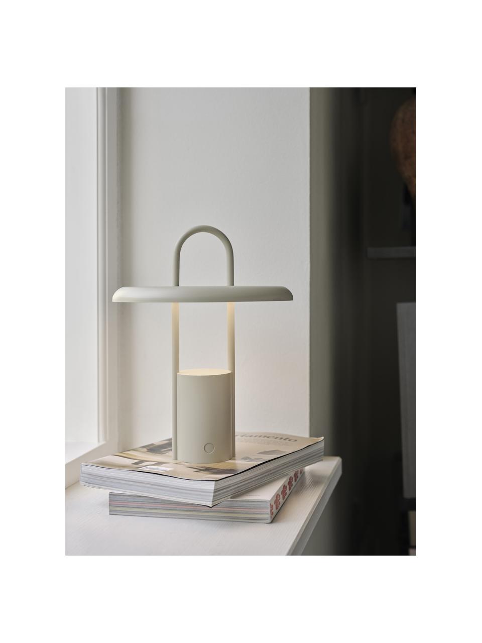 Lampada da tavolo a LED da esterno dimmerabile con porta USB Pier, Lampada: ferro rivestito, Beige, Ø 20 x Alt. 25 cm