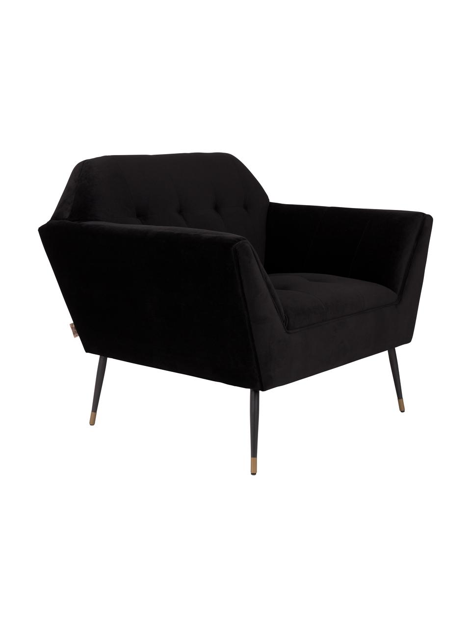 Fauteuil en velours noir Kate, Velours noir