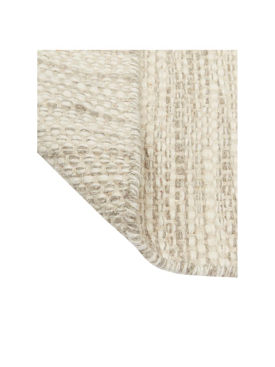 Alfombra corredor artesanal de lana Asko, Parte superior: 90% lana, 10% algodón, Reverso: algodón Las alfombras de , Beige, An 80 x L 250 cm