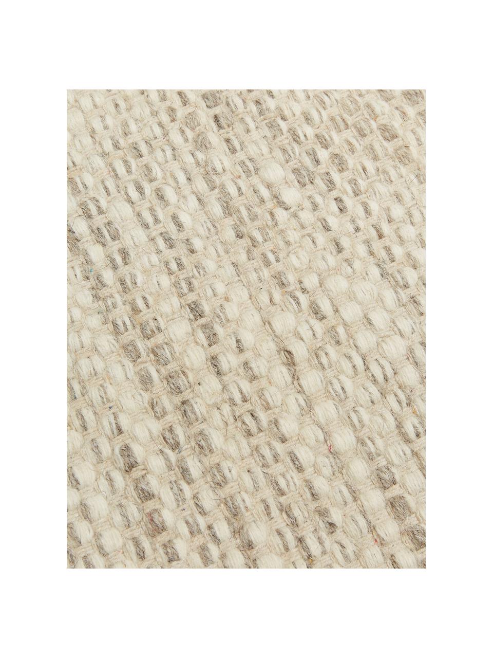 Handgewebter Wollläufer Asko, meliert, Flor: 90 % Wolle, 10 % Baumwoll, Hellbeige, B 80 x L 250 cm