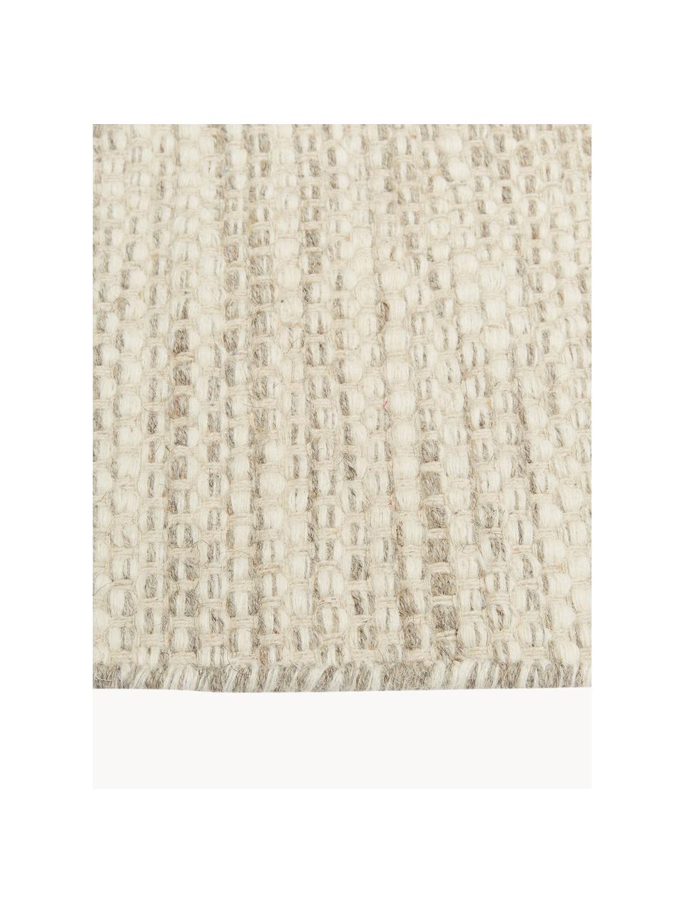 Handgeweven wollen loper Asko, gevlekt, Onderzijde: 100% katoen Bij wollen vl, Beige, B 80 x L 250 cm