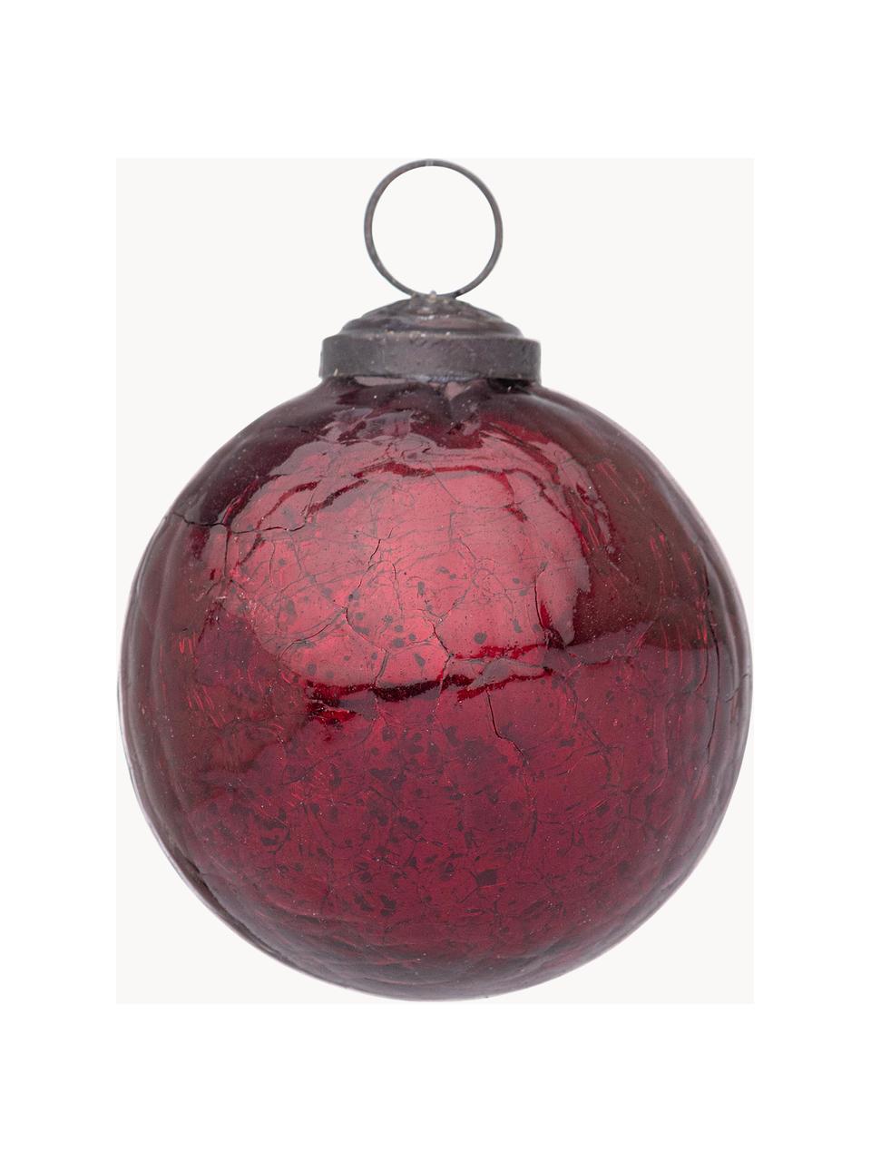 Palline albero di Natale Brill 4 pz, Vetro, Rosso vino maculato, Ø 10 x Alt. 10 cm