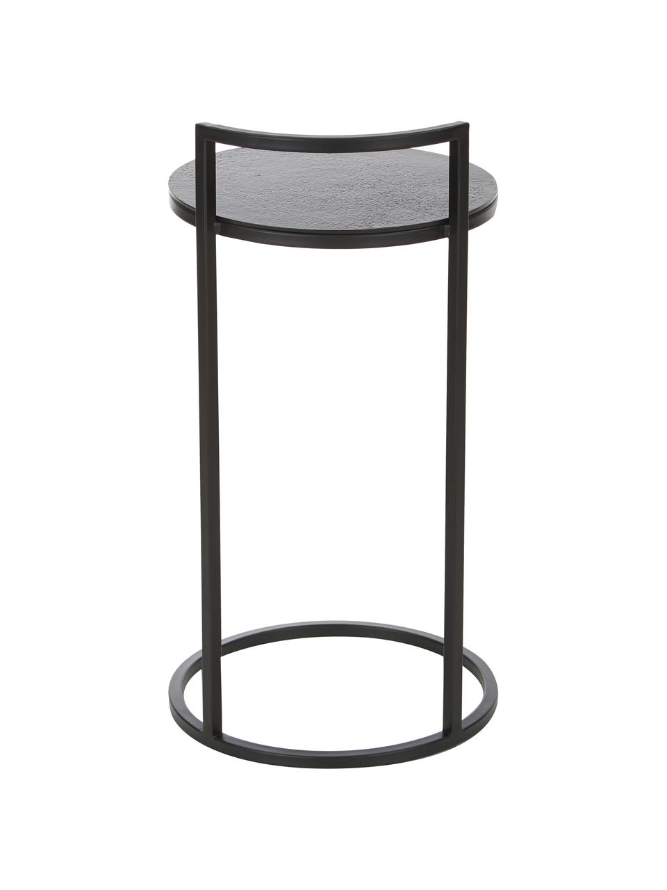 Runder Beistelltisch Circle aus Metall, Tischplatte: Metall, beschichtet, Gestell: Metall, pulverbeschichtet, Tischplatte: Schwarz mit Antik-Finish Gestell: Schwarz, matt, Ø 36 x H 66 cm