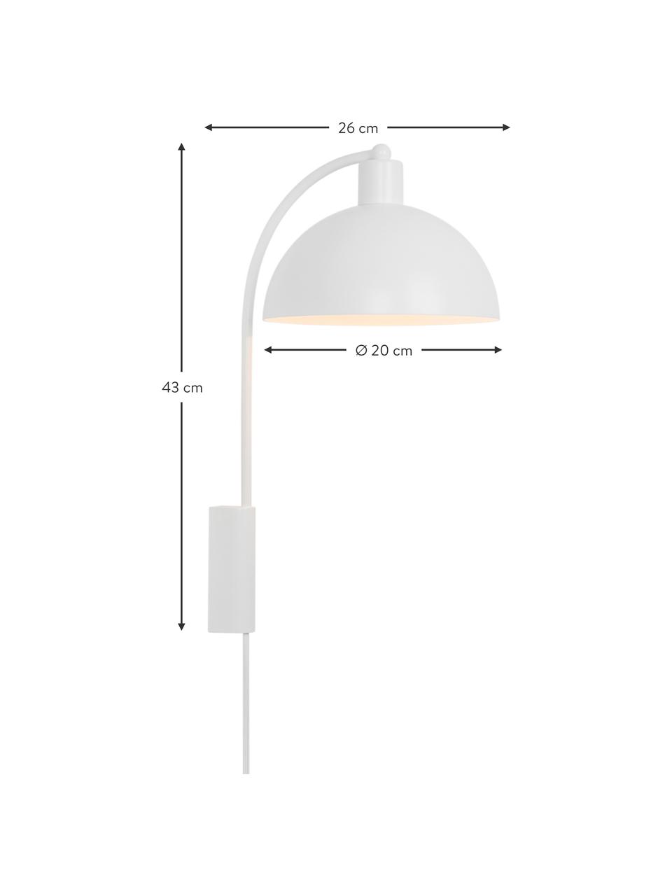 Grande applique murale avec prise secteur Ellen, Blanc, mat, prof. 26 x haut. 43 cm