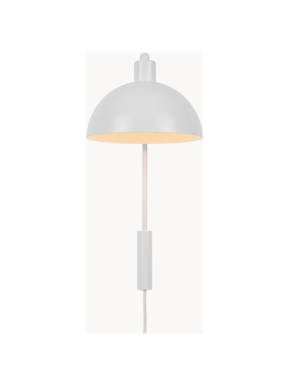 Grosse Wandleuchte Ellen mit Stecker, Lampenschirm: Kunststoff, Weiss, matt, T 26 x H 43 cm