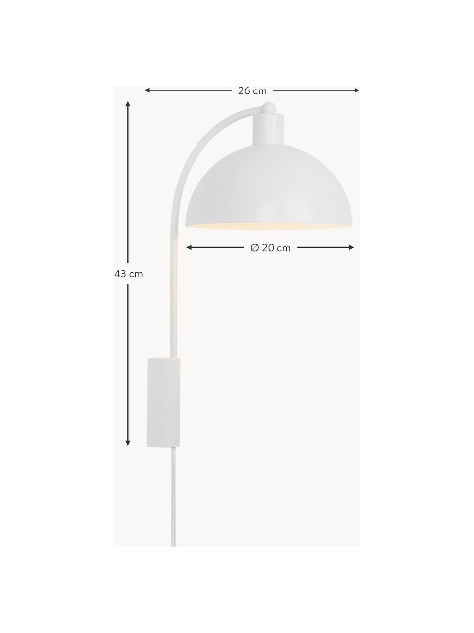Grote wandlamp Ellen met stekker, Lampenkap: kunststof, Mat wit, D 26 x H 43 cm