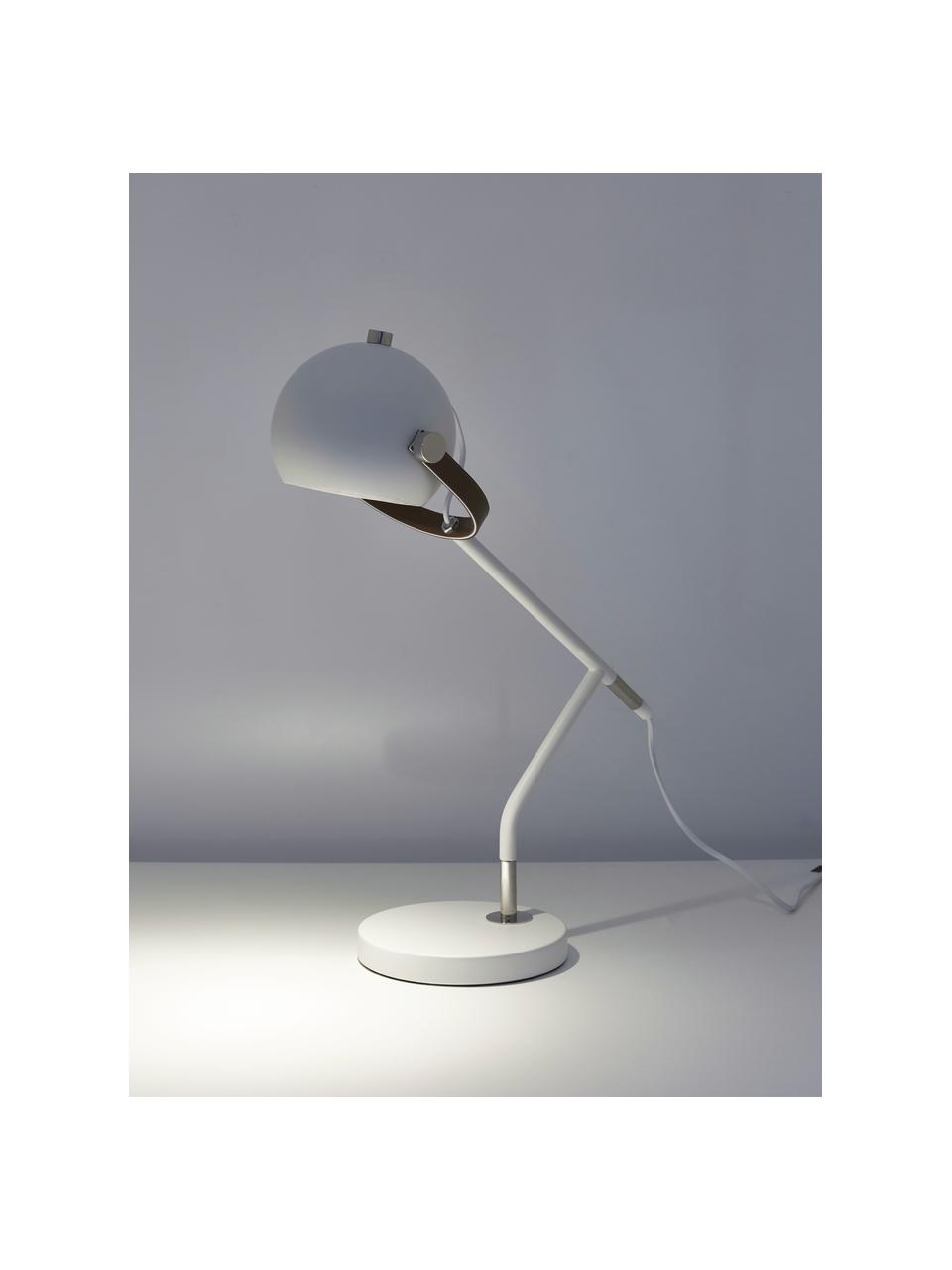 Große Schreibtischlampe Bow mit Leder-Dekor, Lampenschirm: Metall, lackiert, Lampenfuß: Metall, lackiert, Dekor: Kunstleder, Weiß, B 42 x H 54 cm