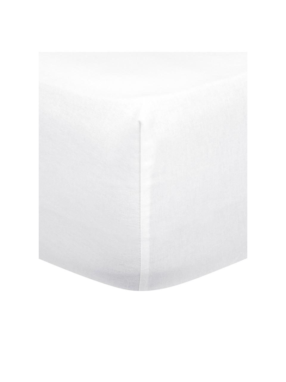 Drap-housse en flanelle blanc Biba, Blanc, larg. 90 x long. 200 cm