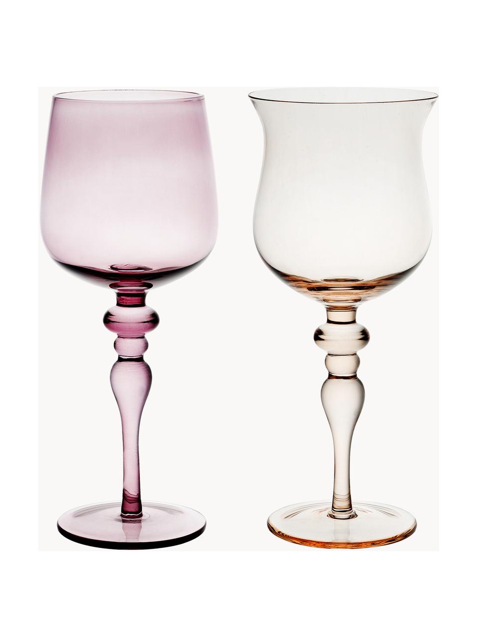 Súprava ručne fúkaných pohárov na víno Diseguale, 6 dielov, Fúkané sklo, Viac farieb, priehľadná, Ø 8 x V 20 cm, 200 ml