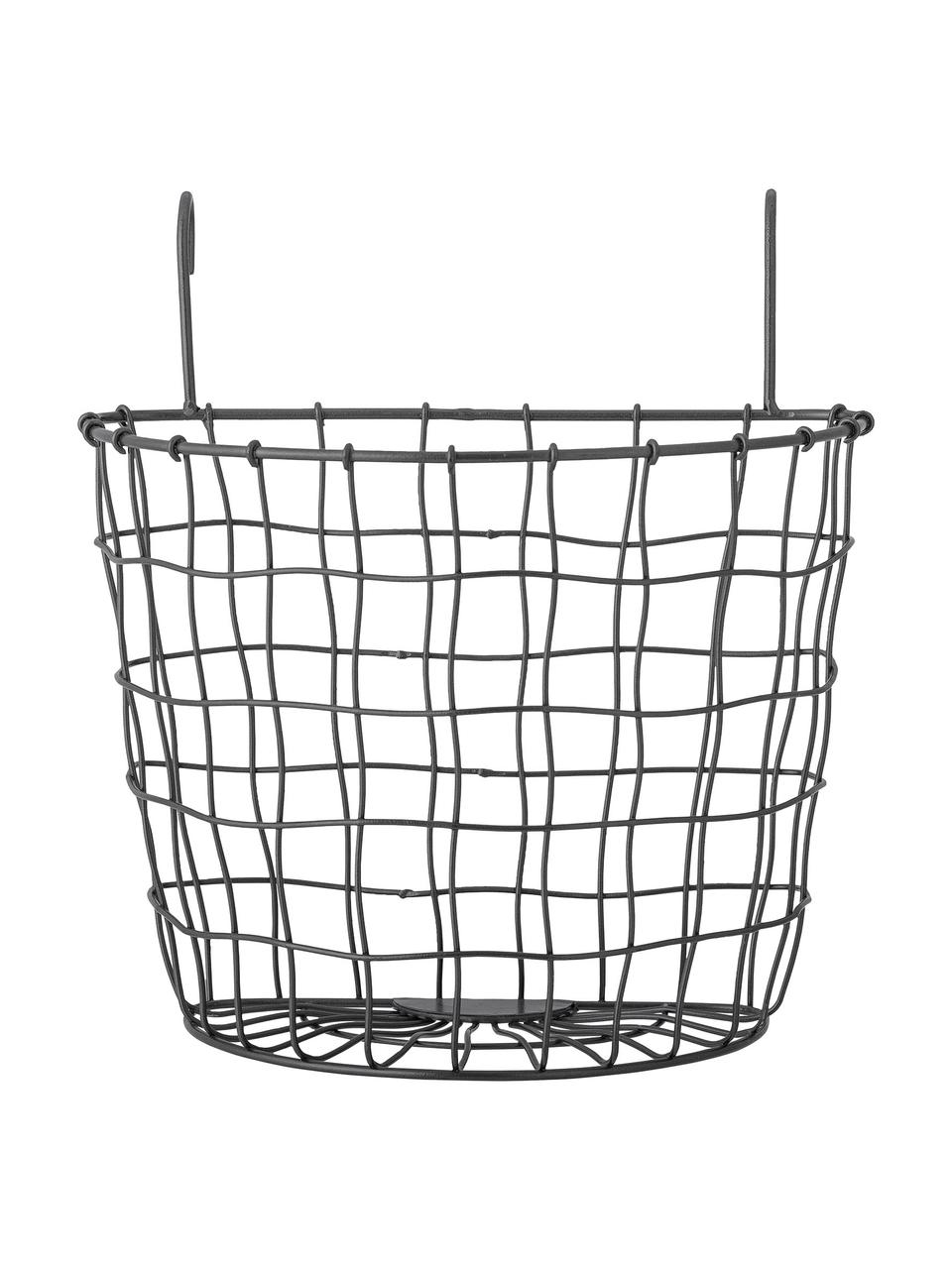 Panier mural en métal Minas, Métal, enduit, Noir, larg. 26 x haut. 27 cm