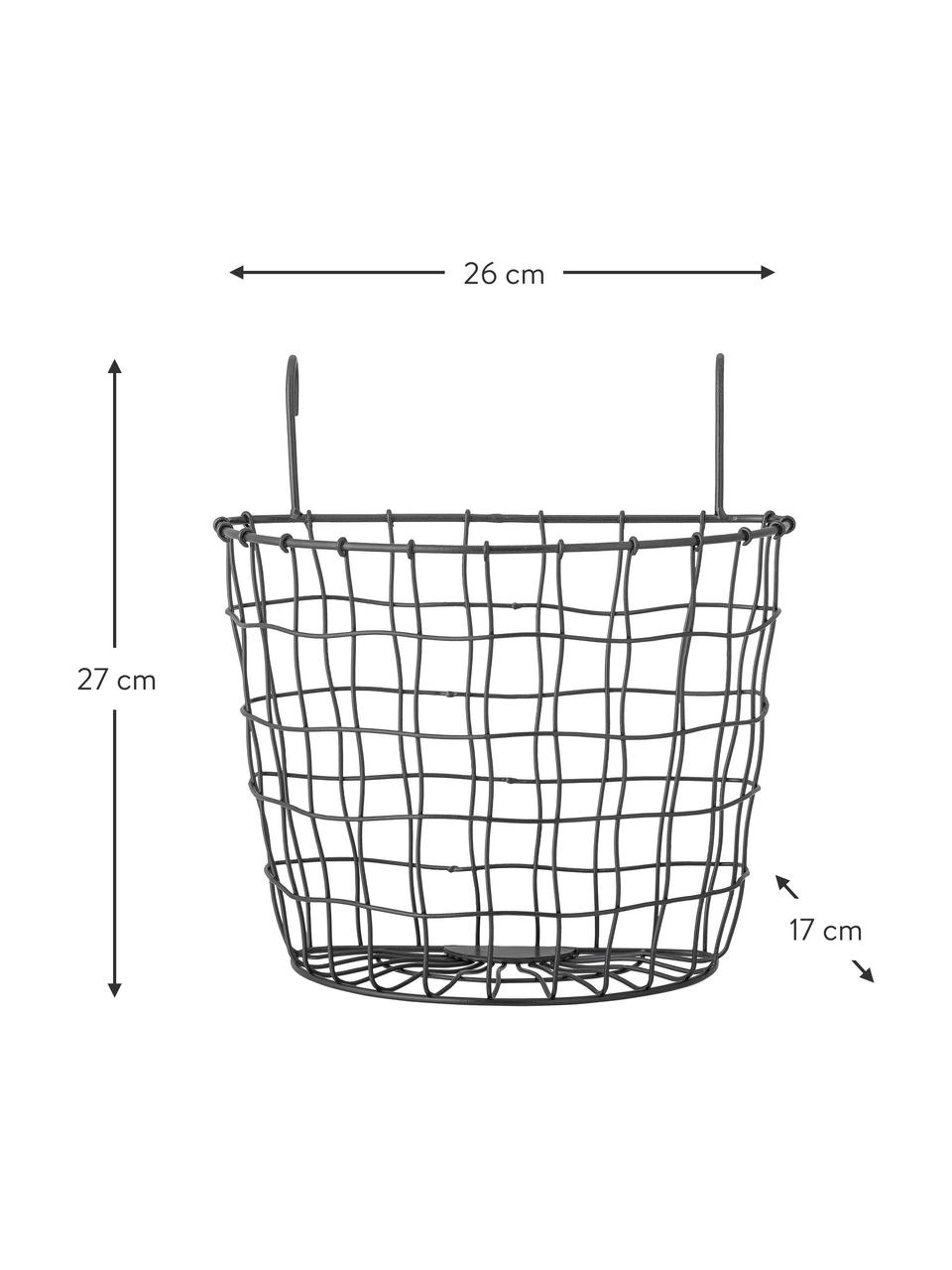 Metalen wandmand Minas, Gecoat metaal, Zwart, B 26 x H 27 cm