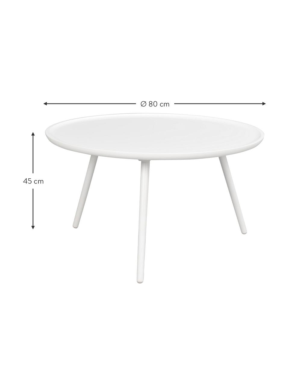 Mesa de centro Daisy, Tablero: tablero de fibras de dens, Patas: madera de caucho pintada, Blanco, Ø 80 cm