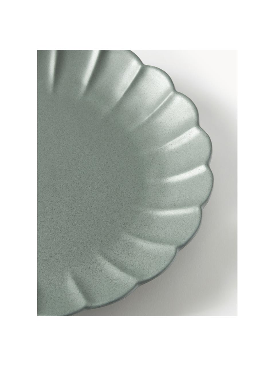 Mělké talíře Sabina, 4 ks, Kamenina, Tmavě zelená, matná, Ø 27 cm
