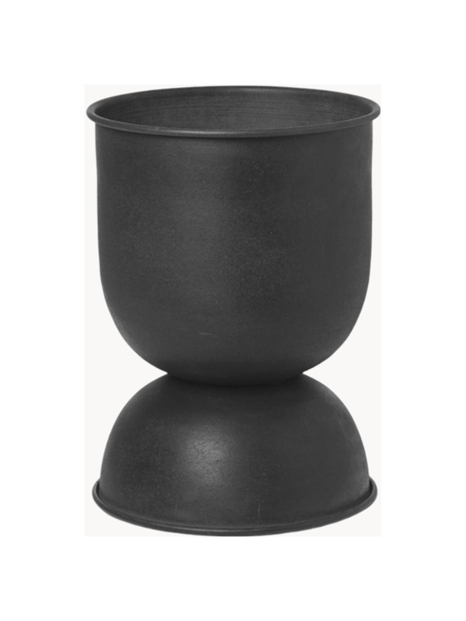 Cache-pot Hourglass, haut. 30 cm, Fer, enduit, Noir, mat, Ø 21 x haut. 30 cm