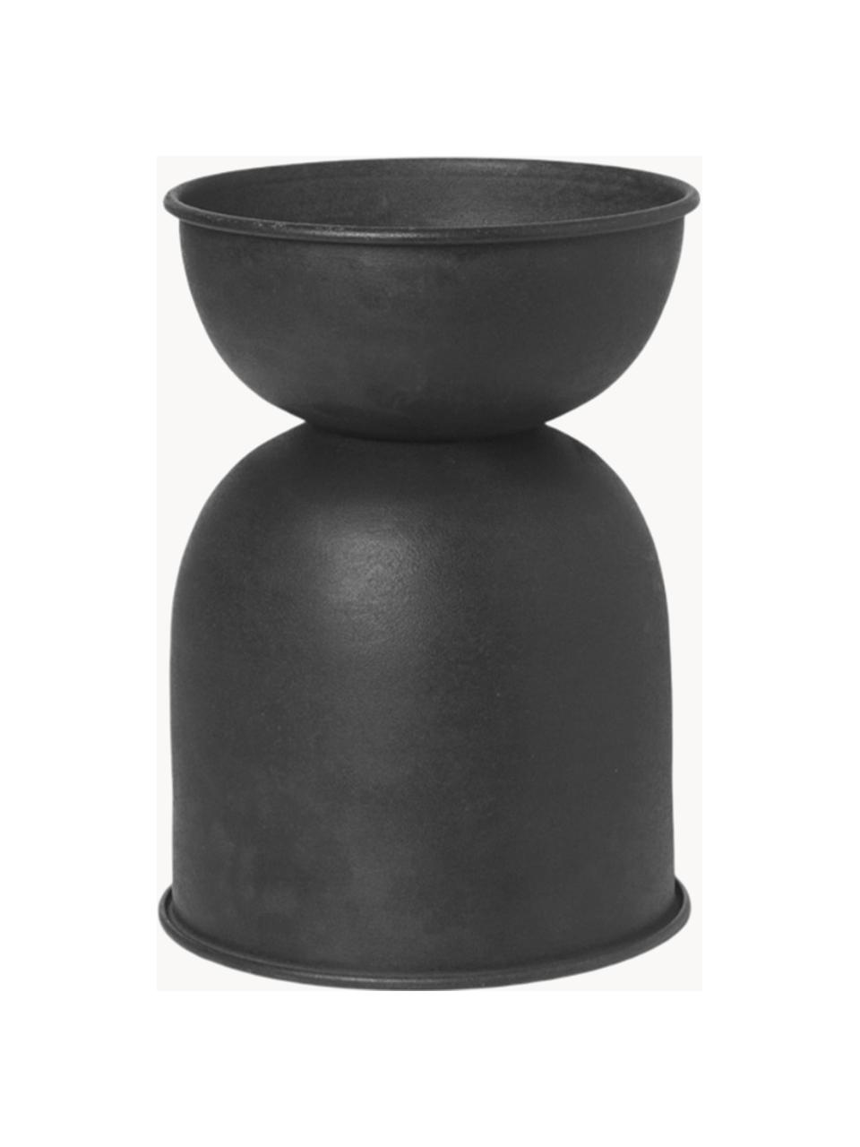 Cache-pot Hourglass, haut. 30 cm, Fer, enduit, Noir, mat, Ø 21 x haut. 30 cm