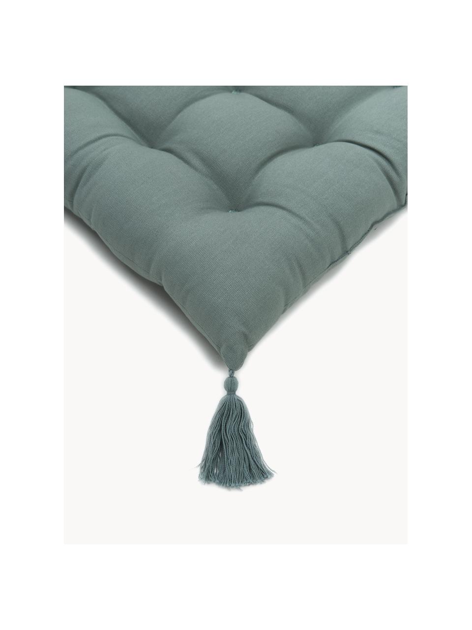 Cuscino sedia con nappe Ava, Rivestimento: 100% cotone, Verde, Larg. 40 x Lung. 40 cm