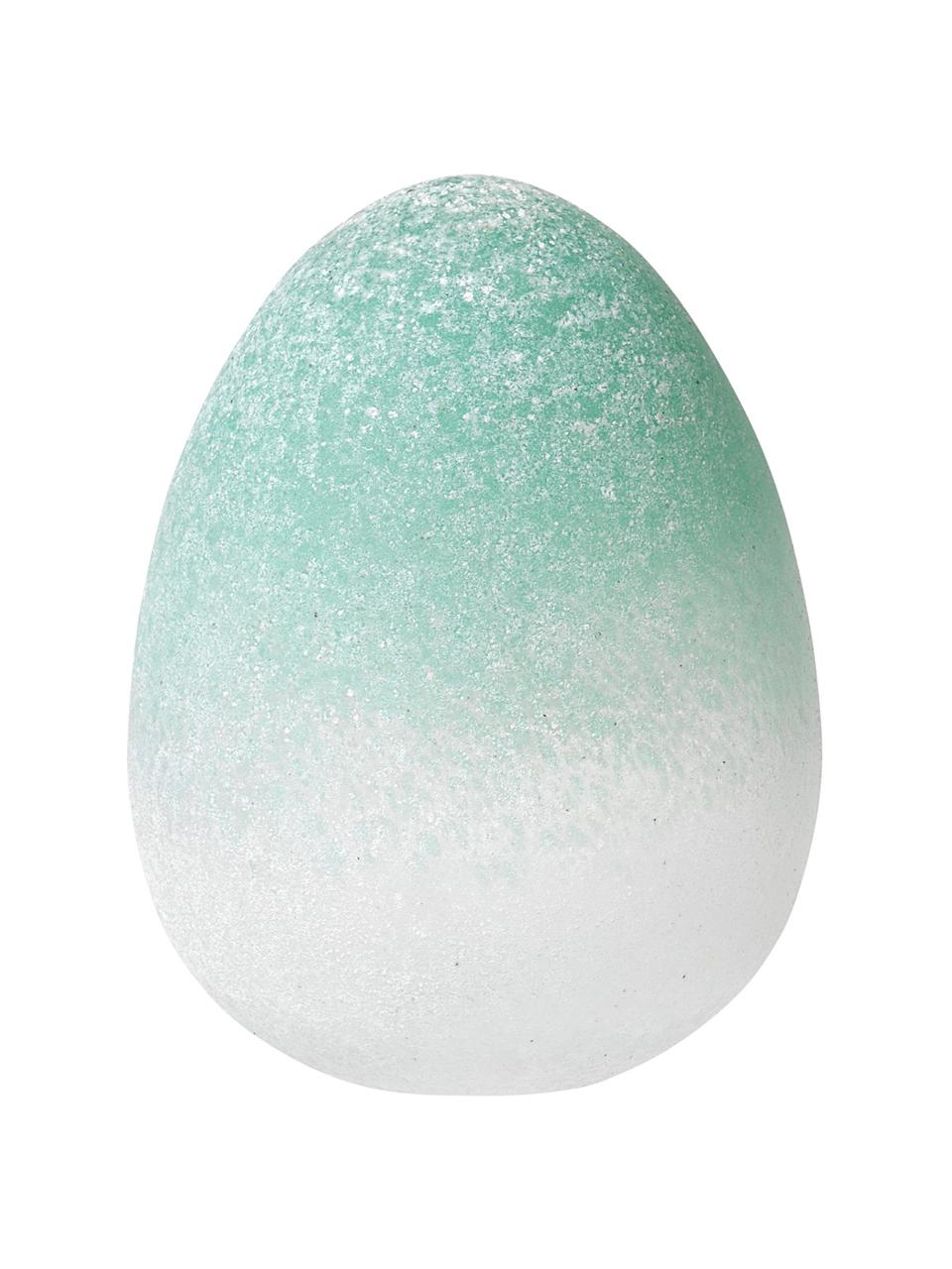 Huevo decorativo artesanal Gina, Vidrio, Turquesa, blanco, Ø 11 x Al 14 cm