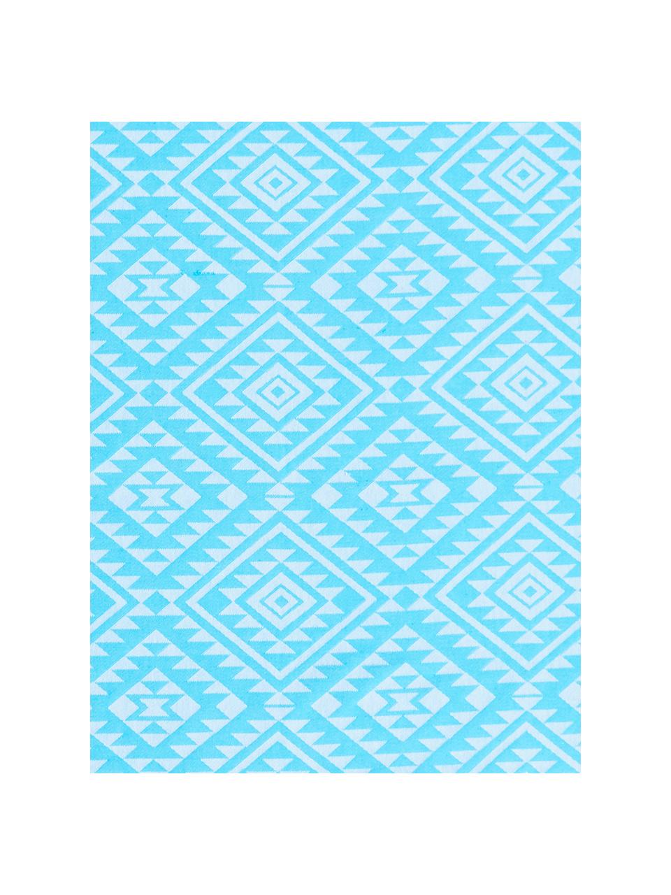 Fouta imprimé graphique Cisha, Turquoise, blanc