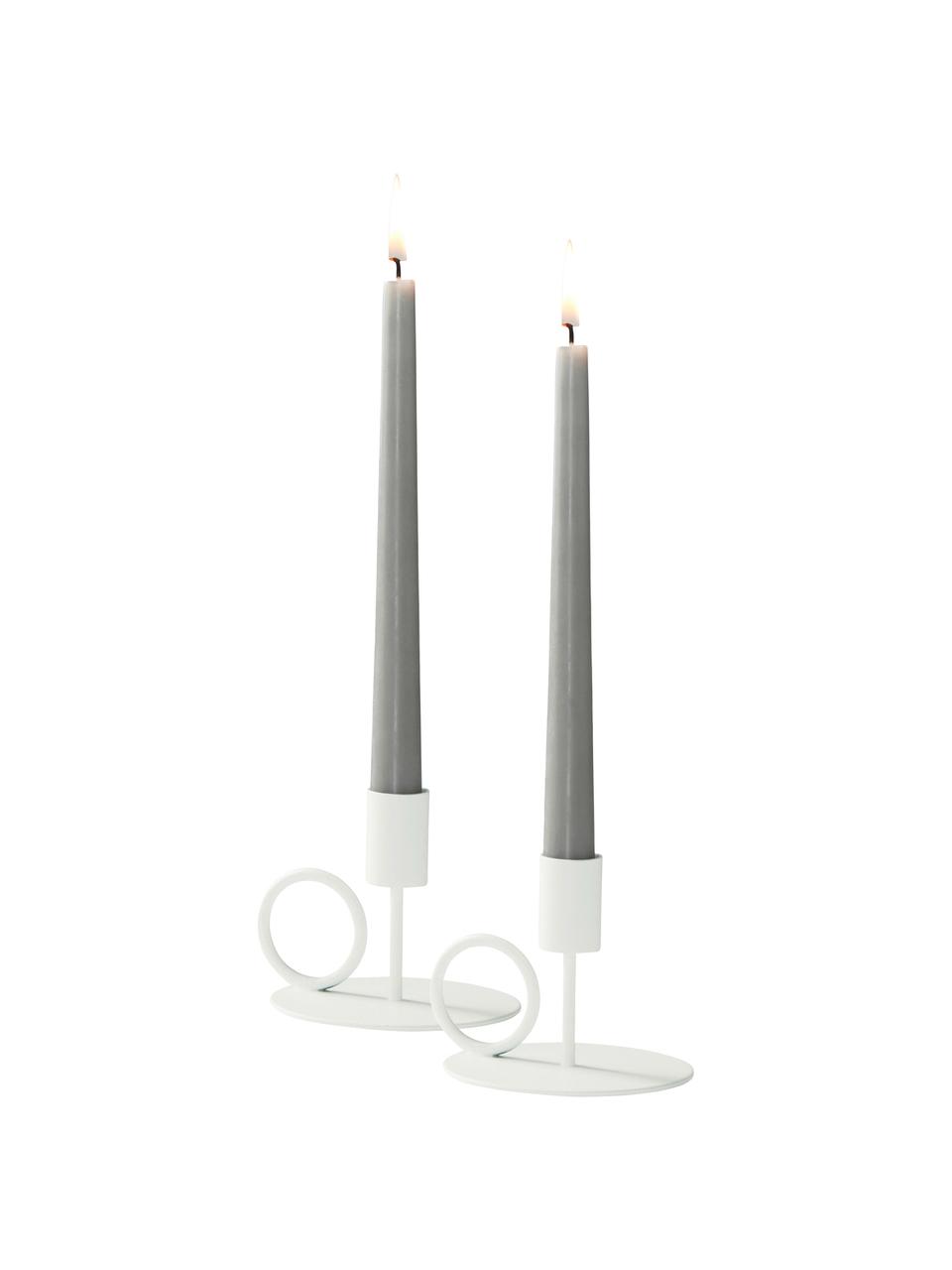 Kandelaarset Reggie, 2-delig, Metaal, Wit, B 12 cm x H 9 cm