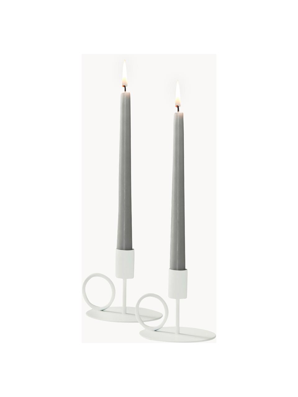 Candelabri Reggie 2 pz, Metallo, Bianco, Larg. 12 x Alt. 9 cm