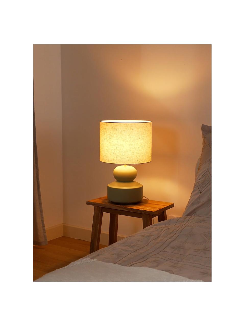 Grande lampe à poser en céramique Georgina, Beige, vert, Ø 33 x haut. 52 cm