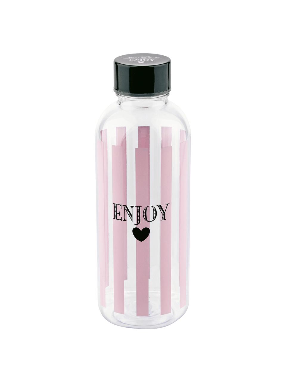 Trinkflasche Enjoy, Kunststoff, frei von BPA, BPS und Phthalaten, Flasche: Transparent, Rosa, Schwarz Deckel: Schwarz, Ø 8 x H 21 cm